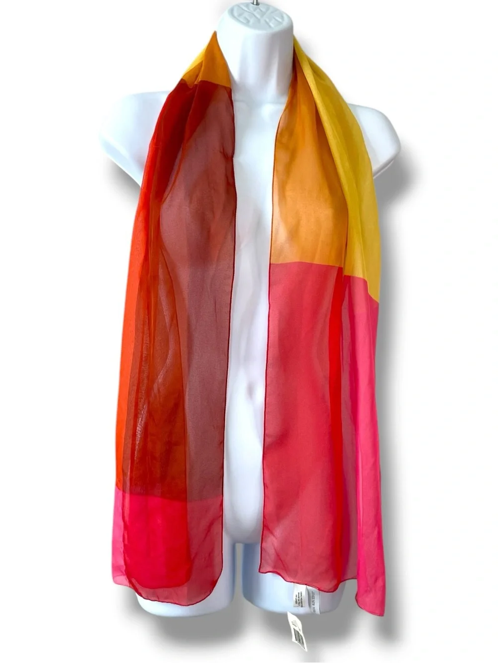 Jones New York Italy Color Block Sheer Scarf Wrap Shawl Pink Orange Yellow NWT